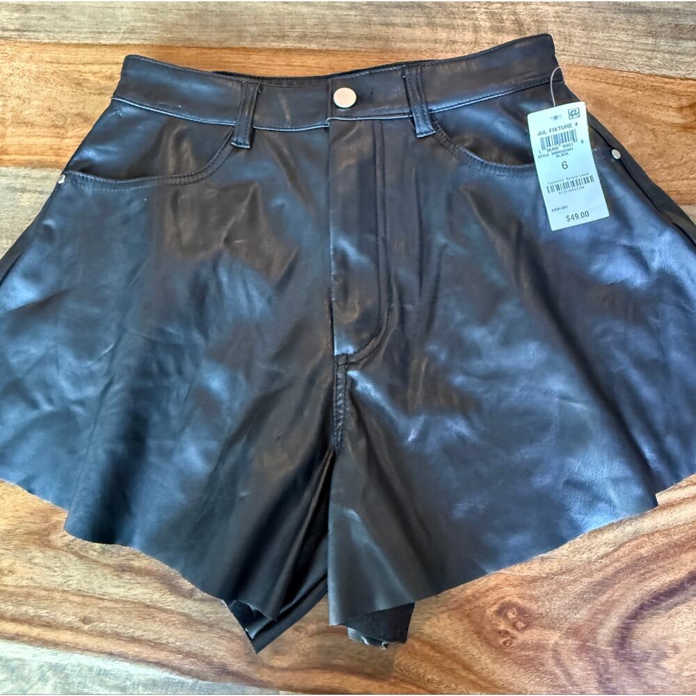 NWT And Now This Size 6 Faux Vegan Leather Shorts with Cutoff Hem